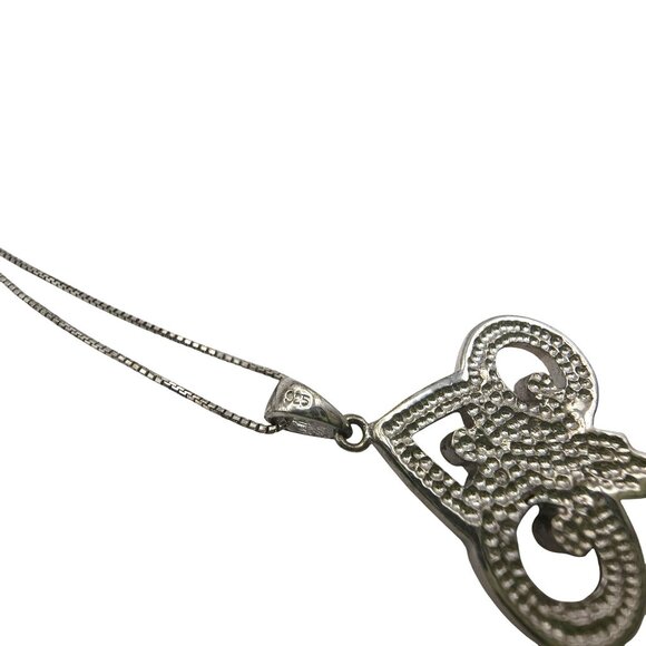 Sterling Silver 925 Key Pendant Necklace Swarovski Crystals 18" - Picture 7 of 16